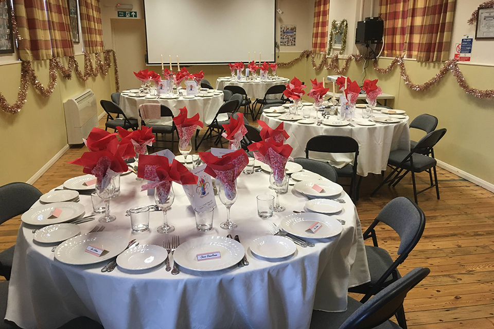 Village Hall dressed for New Year